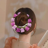 Maxbell Knitted Hair Tie Crochet Ponytail Holder Scrunchie for Gift Festival Wedding Deep Purple