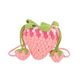 Maxbell Knitted Shoulder Bag Strawberry Shaped Handbag for Themed Party Women Pink