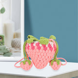 Maxbell Knitted Shoulder Bag Strawberry Shaped Handbag for Themed Party Women Pink