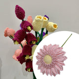 Maxbell Crochet Flower Vivid Bouquet for Party Supplies Graduation Table Centerpiece Pink