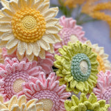 Maxbell Crochet Flower Vivid Bouquet for Party Supplies Graduation Table Centerpiece Yellow and Green