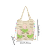 Maxbell Floral Crocheted Crossbody Bag Travel Working Ladies Gift Handwoven Tote Bag tulip