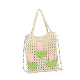Maxbell Floral Crocheted Crossbody Bag Travel Working Ladies Gift Handwoven Tote Bag tulip