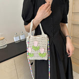 Maxbell Floral Crocheted Crossbody Bag Travel Working Ladies Gift Handwoven Tote Bag tulip