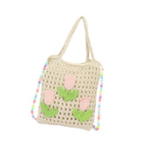 Maxbell Floral Crocheted Crossbody Bag Travel Working Ladies Gift Handwoven Tote Bag tulip