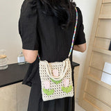 Maxbell Floral Crocheted Crossbody Bag Travel Working Ladies Gift Handwoven Tote Bag tulip