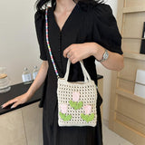 Maxbell Floral Crocheted Crossbody Bag Travel Working Ladies Gift Handwoven Tote Bag tulip