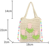 Maxbell Floral Crocheted Crossbody Bag Travel Working Ladies Gift Handwoven Tote Bag cherry
