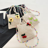 Maxbell Floral Crocheted Crossbody Bag Travel Working Ladies Gift Handwoven Tote Bag cherry