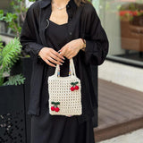 Maxbell Floral Crocheted Crossbody Bag Travel Working Ladies Gift Handwoven Tote Bag cherry
