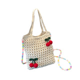 Maxbell Floral Crocheted Crossbody Bag Travel Working Ladies Gift Handwoven Tote Bag cherry