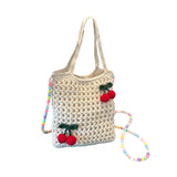 Maxbell Floral Crocheted Crossbody Bag Travel Working Ladies Gift Handwoven Tote Bag cherry