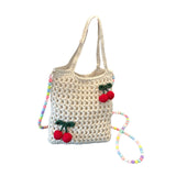 Maxbell Floral Crocheted Crossbody Bag Travel Working Ladies Gift Handwoven Tote Bag cherry