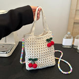 Maxbell Floral Crocheted Crossbody Bag Travel Working Ladies Gift Handwoven Tote Bag cherry