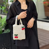 Maxbell Floral Crocheted Crossbody Bag Travel Working Ladies Gift Handwoven Tote Bag cherry