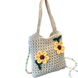 Maxbell Floral Crocheted Crossbody Bag Travel Working Ladies Gift Handwoven Tote Bag sunflower
