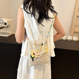 Maxbell Floral Crocheted Crossbody Bag Travel Working Ladies Gift Handwoven Tote Bag sunflower