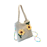 Maxbell Floral Crocheted Crossbody Bag Travel Working Ladies Gift Handwoven Tote Bag sunflower