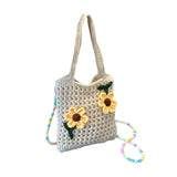 Maxbell Floral Crocheted Crossbody Bag Travel Working Ladies Gift Handwoven Tote Bag sunflower