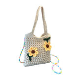 Maxbell Floral Crocheted Crossbody Bag Travel Working Ladies Gift Handwoven Tote Bag sunflower
