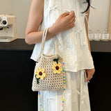 Maxbell Floral Crocheted Crossbody Bag Travel Working Ladies Gift Handwoven Tote Bag sunflower