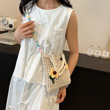 Maxbell Floral Crocheted Crossbody Bag Travel Working Ladies Gift Handwoven Tote Bag sunflower