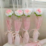 Maxbell Crochet Bouquet Handmade Knitted Bouquet for Mother Day Anniversary Birthday pink
