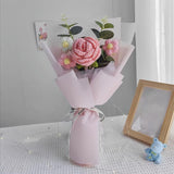 Maxbell Crochet Flowers Bouquet Finished for Mother Day Thanksgiving Day Anniversary light pink