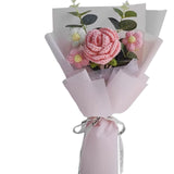 Maxbell Crochet Flowers Bouquet Finished for Mother Day Thanksgiving Day Anniversary light pink
