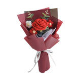 Maxbell Crochet Flowers Bouquet Finished for Mother Day Thanksgiving Day Anniversary red