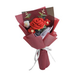 Maxbell Crochet Flowers Bouquet Finished for Mother Day Thanksgiving Day Anniversary red