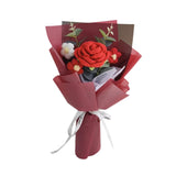 Maxbell Crochet Flowers Bouquet Finished for Mother Day Thanksgiving Day Anniversary red