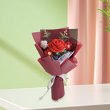 Maxbell Crochet Flowers Bouquet Finished for Mother Day Thanksgiving Day Anniversary red