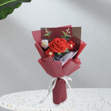 Maxbell Crochet Flowers Bouquet Finished for Mother Day Thanksgiving Day Anniversary red