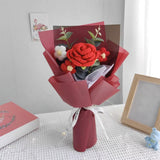 Maxbell Crochet Flowers Bouquet Finished for Mother Day Thanksgiving Day Anniversary red