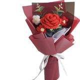 Maxbell Crochet Flowers Bouquet Finished for Mother Day Thanksgiving Day Anniversary red