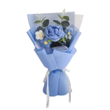 Maxbell Crochet Flowers Bouquet Finished for Mother Day Thanksgiving Day Anniversary blue