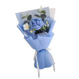 Maxbell Crochet Flowers Bouquet Finished for Mother Day Thanksgiving Day Anniversary blue
