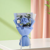 Maxbell Crochet Flowers Bouquet Finished for Mother Day Thanksgiving Day Anniversary blue