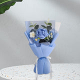 Maxbell Crochet Flowers Bouquet Finished for Mother Day Thanksgiving Day Anniversary blue