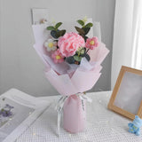 Maxbell Crochet Flowers Bouquet Finished for Mother Day Thanksgiving Day Anniversary pink