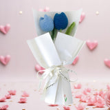Maxbell Crochet Flowers Bouquet Knitting Flower for Mother Day Teacher’ Day Birthday blue
