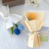 Maxbell Crochet Flowers Bouquet Knitting Flower for Mother Day Teacher’ Day Birthday blue