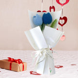 Maxbell Crochet Flowers Bouquet Knitting Flower for Mother Day Teacher’ Day Birthday blue