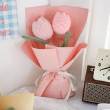 Maxbell Crochet Flowers Bouquet Knitting Flower for Mother Day Teacher’ Day Birthday pink