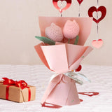 Maxbell Crochet Flowers Bouquet Knitting Flower for Mother Day Teacher’ Day Birthday pink