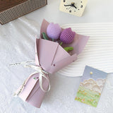 Maxbell Crochet Flowers Bouquet Knitting Flower for Mother Day Teacher’ Day Birthday violet