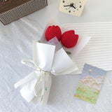 Maxbell Crochet Flowers Bouquet Knitting Flower for Mother Day Teacher’ Day Birthday red