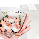Maxbell Crochet Flowers Bouquet for Valentine's Day Father's Day Wedding Party Decor Pink