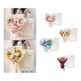 Maxbell Crochet Flowers Bouquet for Valentine's Day Father's Day Wedding Party Decor Pink